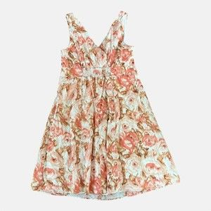 Lands' End Dress Women 10P Floral Sleeveless Wrap V-Neck Fit Flare
